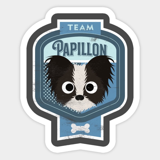 Team Papillon - Distressed Butterfly Dog Beer Label Design Sticker by DoggyStyles